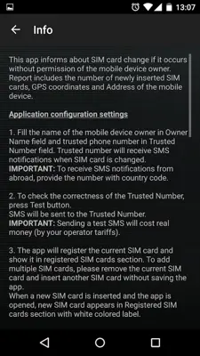 SIM Card Change Notifier android App screenshot 0